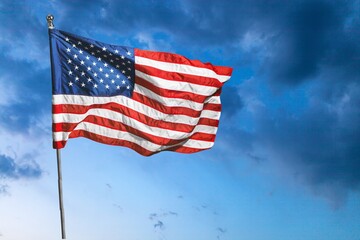 United State of America national flag in sky