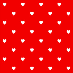 Seamless pattern white hearts on red background texture
