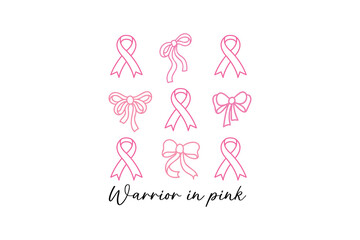 Warrior in Pink, Breast Cancer Quote typography T shirt design	