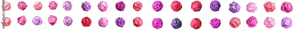Poster the set includes a magenta purple pink crumpled crushed scrunched paper ball on transparent backgrou
