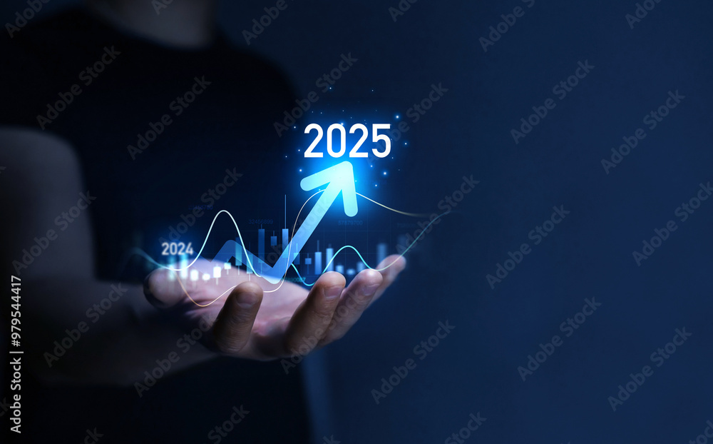 Poster development to success and motivation in 2025.growth and development chart of company in new year 20