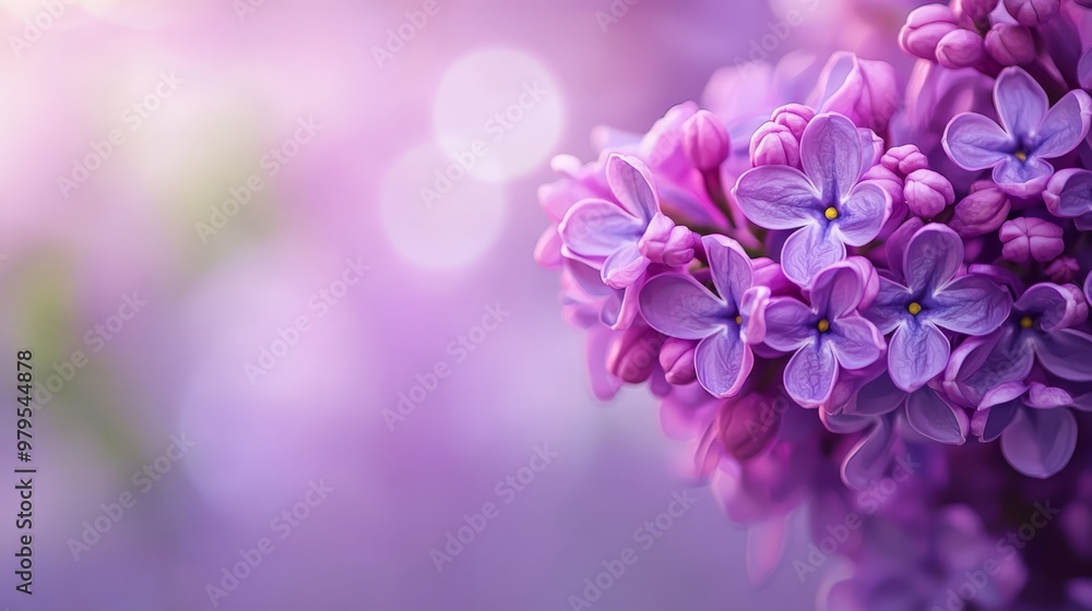 Sticker a tight shot of multiple purple blooms against a softly blurred backdrop, with a beaming bolt of lig