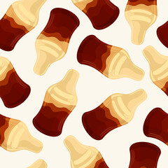 Gummy cola bottles. Vector seamless pattern. Jelly candies