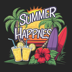 2d vector illustration t-shirt design with lettering "beach" with flag element and beach summer vector t shirt design
