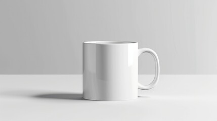 Obraz premium A photorealistic mockup of a classic white ceramic coffee mug with a sleek handle