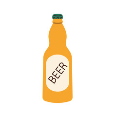 Illustration of a beer bottle with text isolated on a white background