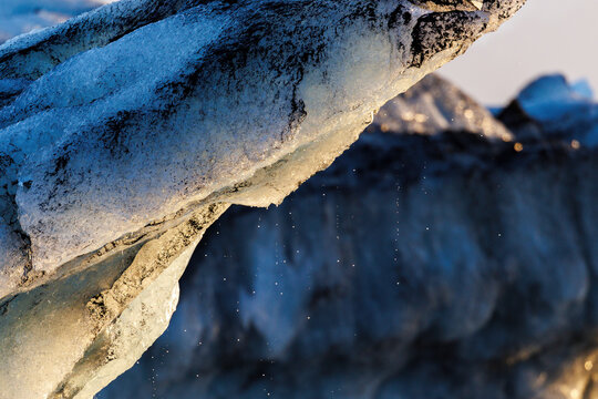 View of majestic icebergs in Jokulsarlon Glacier Lagoon, Iceland.