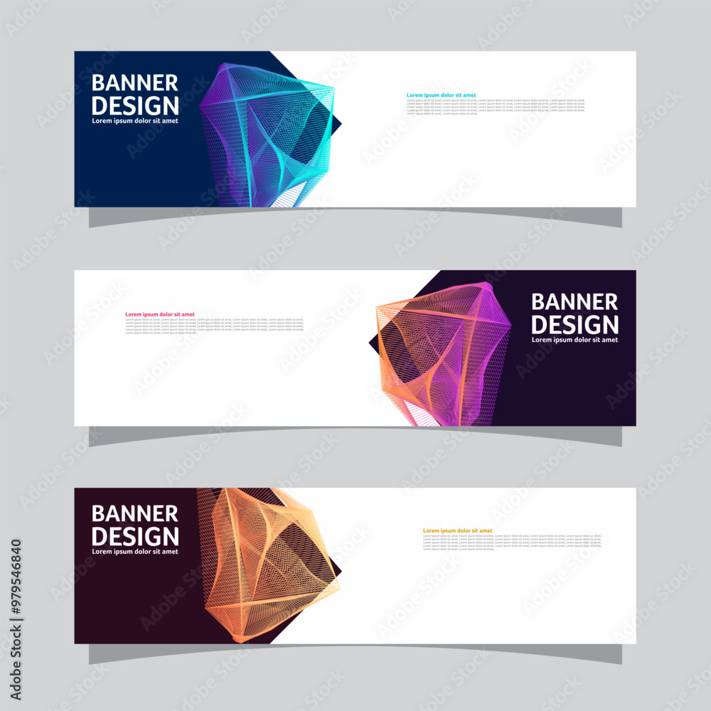 Wall mural vector set of landscape banner background design concept. colorful background business layout templa