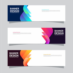 Vector set of landscape banner background design concept. Colorful background business layout template