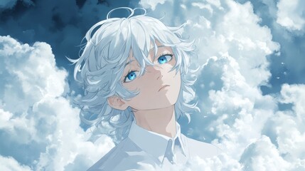  White-Haired Boy in All-White Suit  