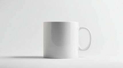 Fototapeta premium A Sleek White Ceramic Mug Against a Minimalistic Background—Perfect for Morning Coffee or Personalized Decor