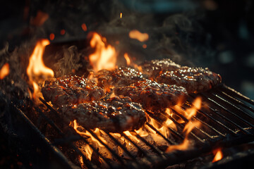Naklejka premium meat on the fire