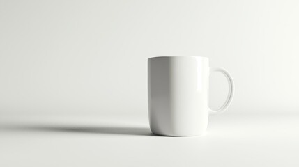 Obraz premium A Sleek White Ceramic Mug on a Minimalist Surface Capturing the Essence of Simplicity and Style in Modern Design Aesthetic