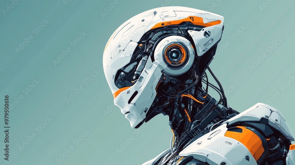 Poster illustration of a high-tech robot with cutting-edge technology, showing its advanced functionality a