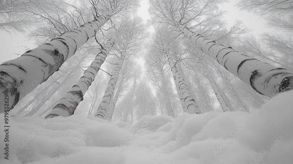 Poster Snowy Birch Forest