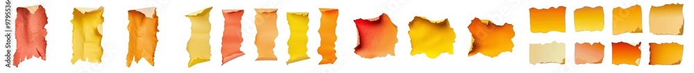 Aufkleber This collection features a number of different designs using crushed wrinkle scrunched torn square papers, old tear crumpled edges on transparent cutouts.