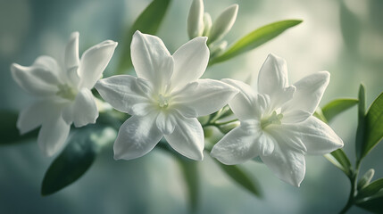 Obraz premium Close-up of Blooming Jasmine Flower from Multiple Angles