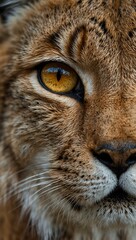 Naklejka premium Close-up of a European Lynx’s eyes and nose.