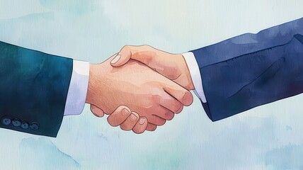 An illustration of a business handshake symbolizing partnership, agreement, and collaboration in a professional setting.