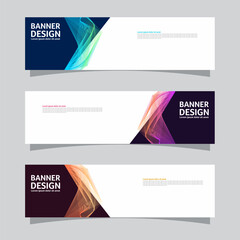 Vector set of landscape banner background design concept. Colorful background business layout template