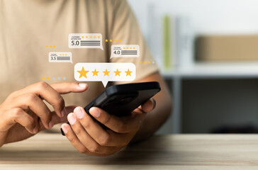 Online customer satisfaction Survey service concept, client rate service from experience in...