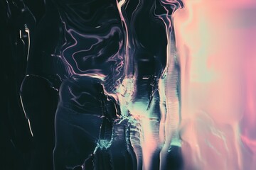 Vintage fluid texture abstract background. Tv or vhs sreen glitches and noise. Liquid chrome texture. Pale vintage colors.