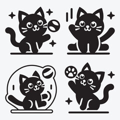 Obraz premium Cat Silhouette Bundle Clip Art Vector Illustration for Animal Lovers