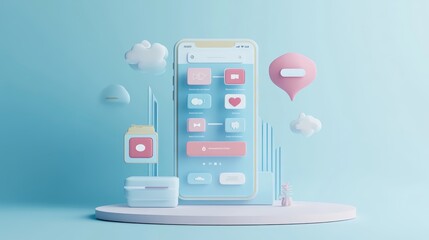 Colorful smartphone interface with playful elements in a modern design, perfect for technology or digital media concepts.