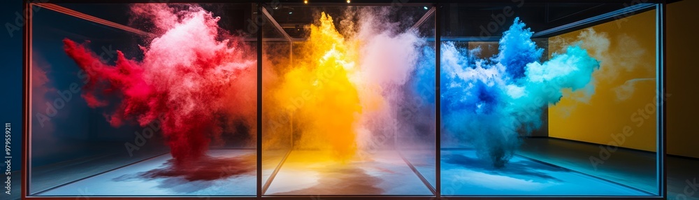 Aufkleber a vibrant explosion of colorful powders creating an artistic display, perfect for backgrounds or mod