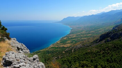Fototapeta premium Albania coast from mountain pass.