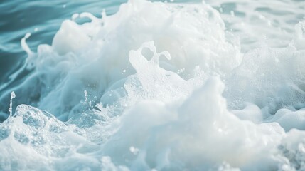 Obraz premium Close-up of a breaking wave, capturing the white foam and swirling water in motion