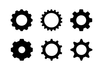 Gear set icons. Silhouette style. Vector icons.