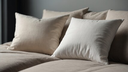 Blank white cotton pillow square mockup design