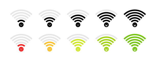 WiFi set icons. Flat and silhouette style. Vector icons.