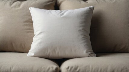 Blank white square cotton pillow mockup display