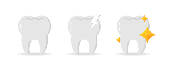 Obraz premium Tooth set icons. Flat style. Vector icons.