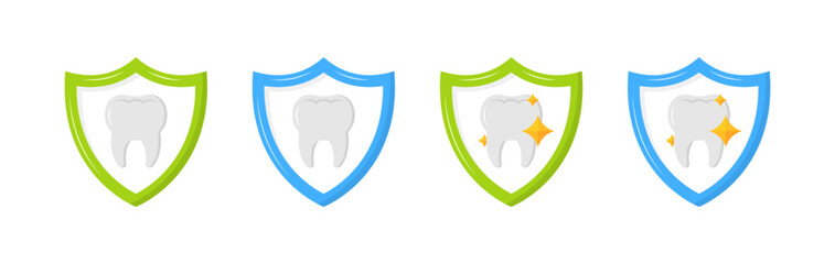 Tooth care set icons. Flat style. Vector icons.