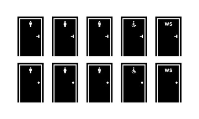 Lavatory set icons. Silhouette style. Vector icons.