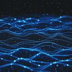 A blue background with a lot of lines and dots