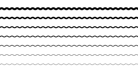 Zigzags set icons. Linear style. Vector icons.