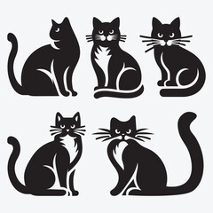 Obraz premium Cat Silhouette Bundle Clip Art Vector Illustration for Animal Lovers