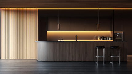 Modern kitchen interior with furniture and appliances - ai generative