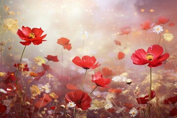 Obraz premium Chinese New Year style of wildflower meadow backgrounds outdoors blossom.