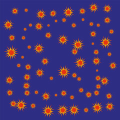 Bright sunburst pattern. Orange star shapes. Bold design elements. Vector illustration.