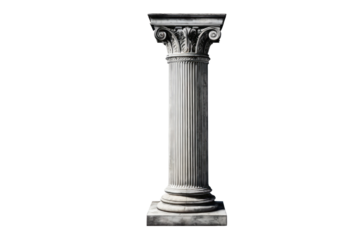 Antique pillar, vintage style, full body, centered and isolated, stark white background, high-quality stock photo, distinct texture details, shadows providing depth, soft lighting, realistic
