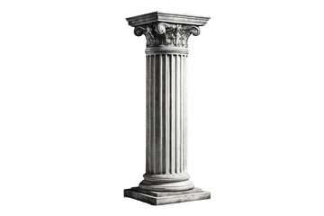 Fototapeta premium Antique pillar, vintage style, full body, centered and isolated, stark white background, high-quality stock photo, distinct texture details, shadows providing depth, soft lighting, realistic