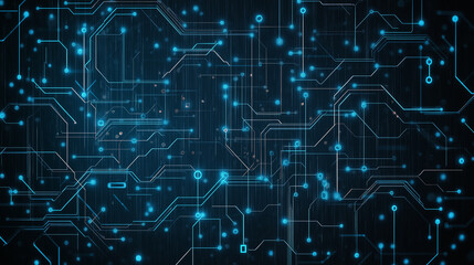 Fototapeta premium A close up of a circuit board with many small orange and blue dots