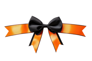 PNG Elegant Halloween black and orange ribbon bow