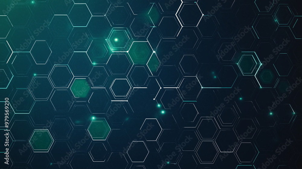 Canvas Prints a blue and white background with a lot of hexagons and dots