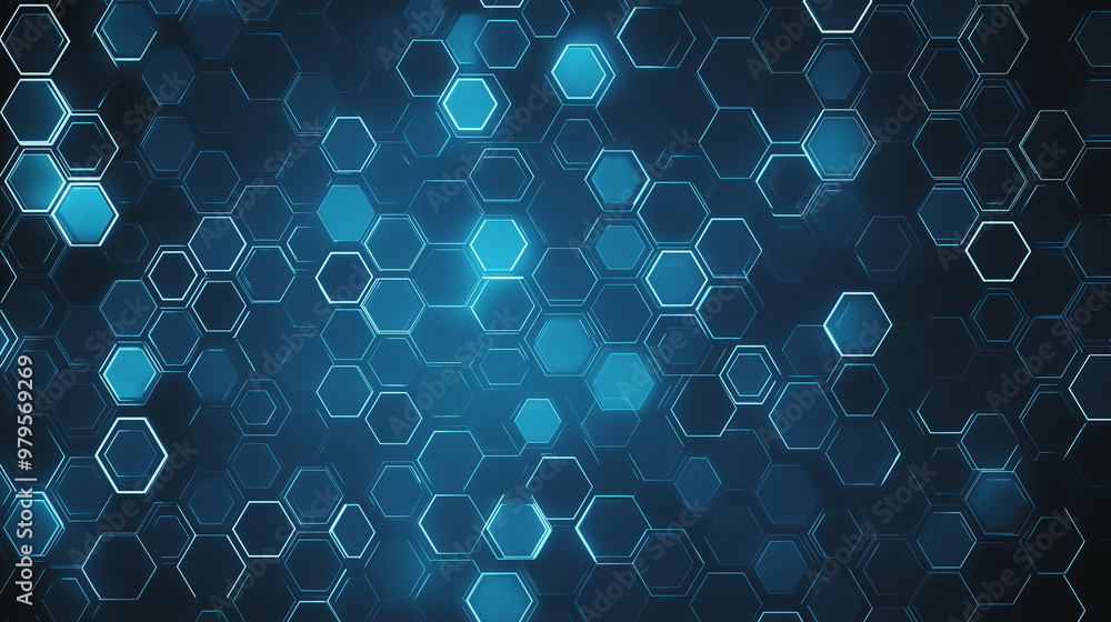 Canvas Prints a blue and white background with a lot of hexagons and dots